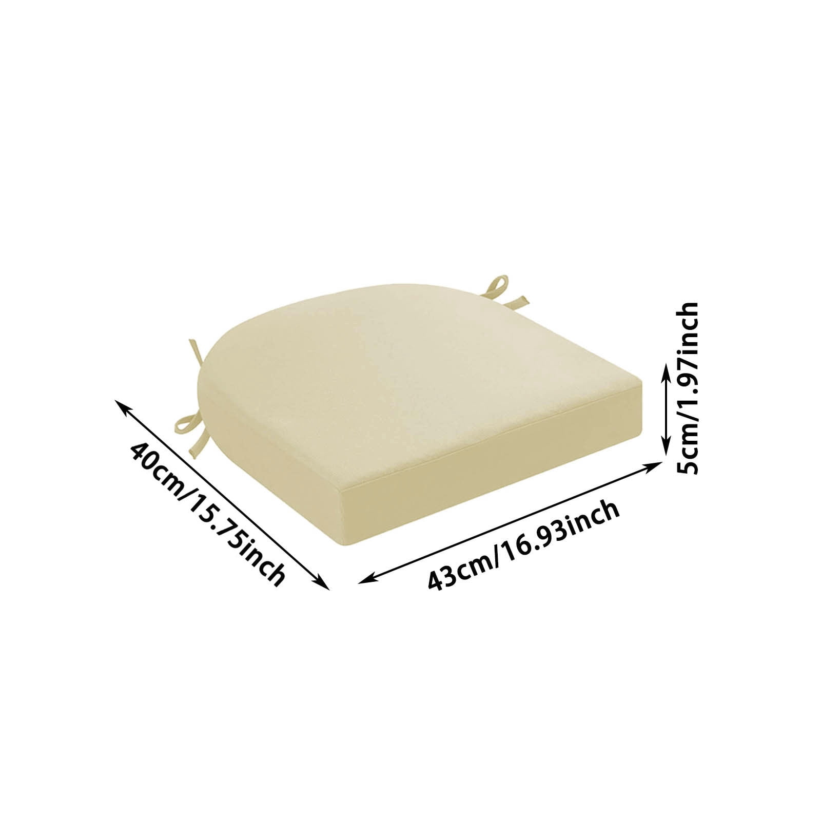 Indoor Outdoor Chair Cushion - 16.9 x 15.7 Inch Thick Seat Pad with Adjustable Ties for Dining Chairs, Patio Furniture, and Garden Chairs - Foam Comfort Seat Cushion for Home and Garden (Beige)