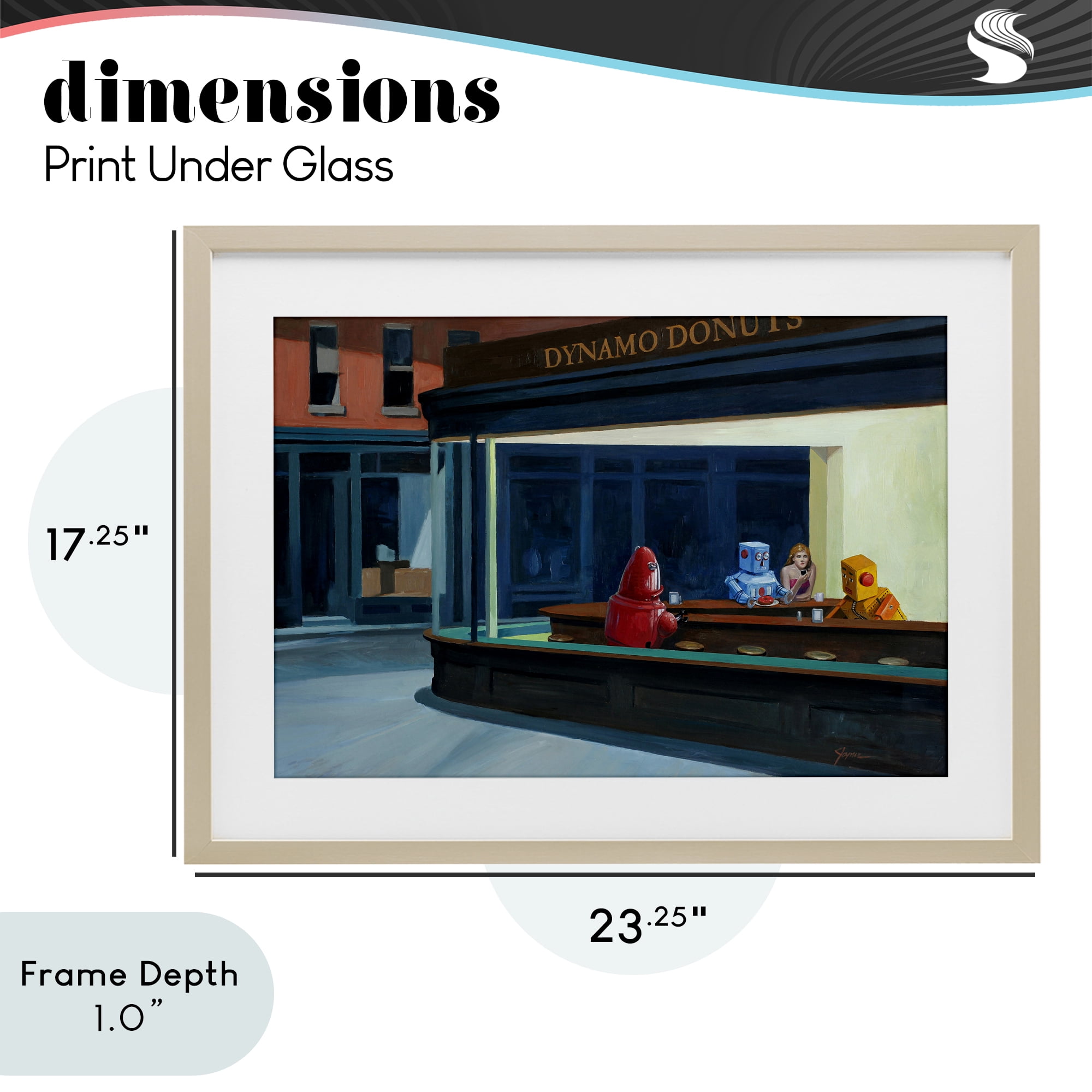 Stupell Industries Robots in Donut Shop Birch Framed Print Under Glass, design by Eric Joyner