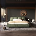 thumbnail image 4 of King Size Bed Frame, Luxury Upholstered Platform Bed With Comfy Padded Backrest, Oversize Platform Bed Frame With Solid Wood Frame, High Capacity, Suitable For Multiple Heights of Mattresses, Green, 4 of 9