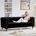 thumbnail image 3 of Atumon Couches and Sofaes, 83"L Velvet Sofa, Mid-Century Sofa Furniture, 3-Seat Velvet Upholstered Sofa with Metal Legs, Heavy Duty Sofa Couch for Living Room Apartment Office, Black, 3 of 10