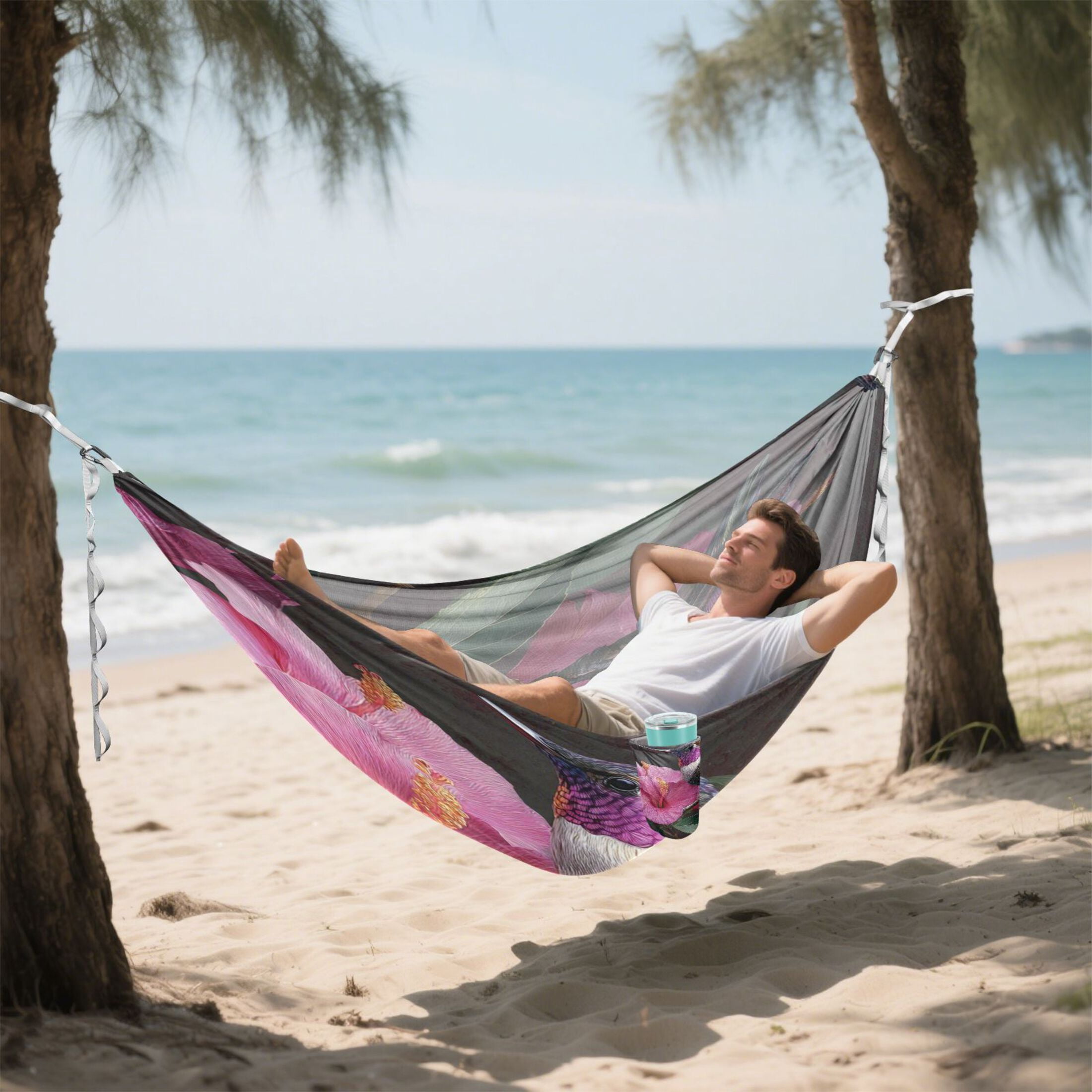 Hanging Hammock Portable Travel Camping For Outdooor Beach Camping Hiking A Beautiful Hummingbird