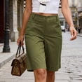 thumbnail image 6 of Taqqpue Bermuda Cargo Shorts for Women Casual Long Knee Length High Waisted Stretch Wide Leg Relaxed Fit Women Shorts Under 10, 6 of 10
