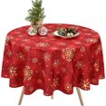 thumbnail image 1 of Christmas Tablecloth, Gold Snowflake Christmas Table Cloth for Winter, Red Buffalo Plaid Christmas Tablecloths, Waterproof Table Cover for Table, Kitchen, Dining, Holiday, 60 Inch Round, 1 of 5