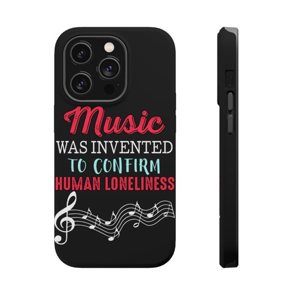 DistinctInk Tough Case for Apple iPhone 15 PRO (6.1" Screen), Compatible with MagSafe Charging - Music Incented To Confirm Human Loneliness