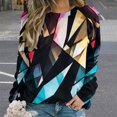 thumbnail image 2 of Geometric Lattice Womens Oversized Sweatshirts Hoodies Crewneck Casual Tops Comfy FallWinter Clothes 2024, 2 of 7