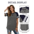 thumbnail image 3 of TEMOFON Summer Short Sleeve Tops for Women Color Block Casual Tunic Crew Neck Cute Striped T Shirts Light Grey Tees, 3 of 8