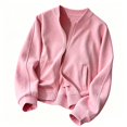 thumbnail image 4 of Womens Jacket Front Zip with Pockets Lightweight Shirt Fall Relaxed Fit for Everyday Casual Wear Pink,M, 4 of 4