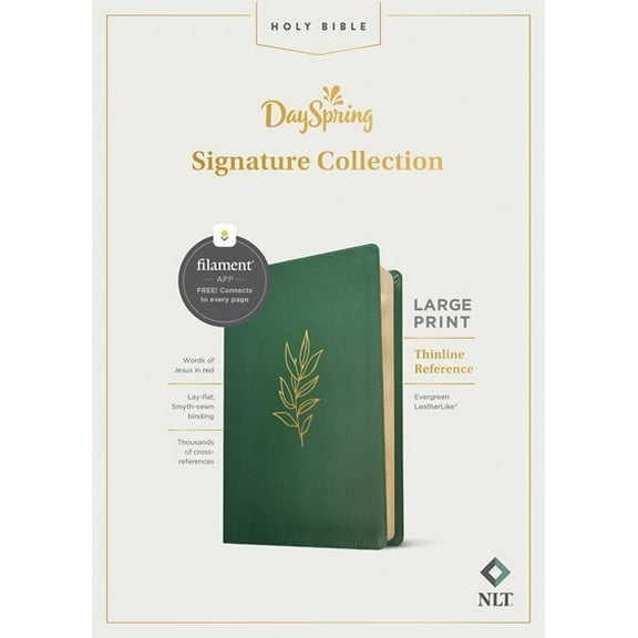 NLT Large Print Thinline Reference Bible/Filament Enabled Edition-Evergreen LeatherLike