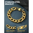thumbnail image 5 of PROSTEEL Bracelet for Men Women Stainless Steel Gold Plated Figaro Chain Wrist Link Bracelets 13MM 8.3 inch Birthday Birthday Father Day Jewelry Gift for Him Dad Son Adult Age, 5 of 8