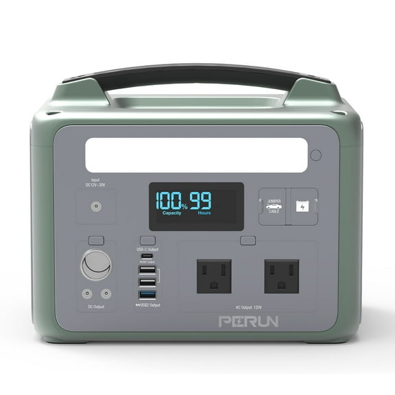 PERUN Power Station PB-20, Indoor/Outdoor, Solar Panel Energy Backup, Battery Charger, 1200W Peak, 600W Continuous
