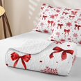 thumbnail image 4 of Erosebridal Red Bow Bed Spread Queen, Snowflake Ornament Queen Coverlet Set, White Red, 3 Pieces, 1 Quilt and 2 Pillowcases, 4 of 7