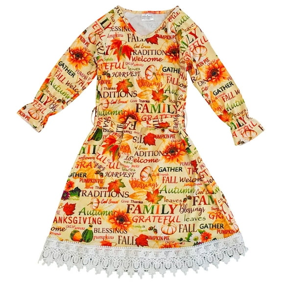Toddler Girls Lace Fall Blessing Thanksgiving Pumpkin Party Flower Girl Dress Orange 2T XS (P201915P)