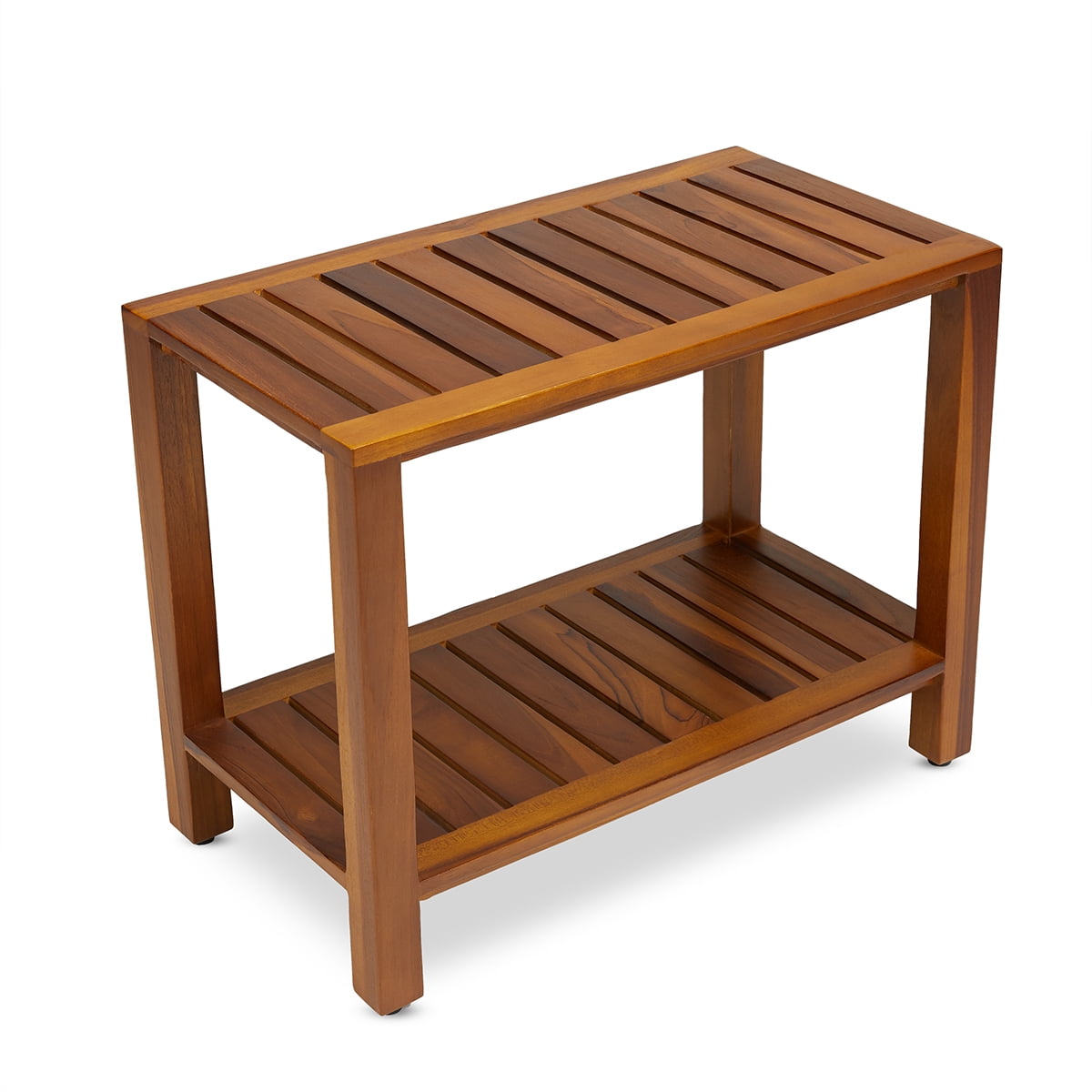 TeakCraft Teak Shower Bench with Shelf 24 Inch for Bathroom, Spa