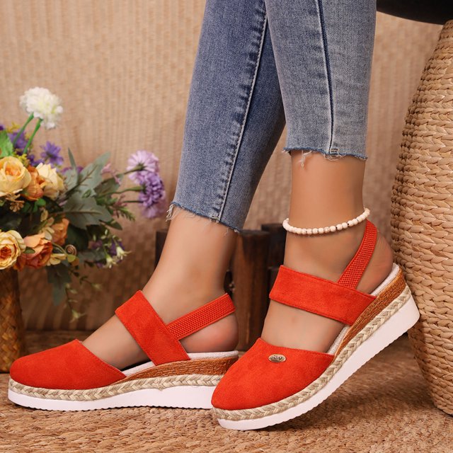TrendOFT Womens Footbed Sandals Casual Slip On Platform Wedge Beach Shoes Comfortable Slide For Spring Summer Sandale Plateforme Femme Orange 39