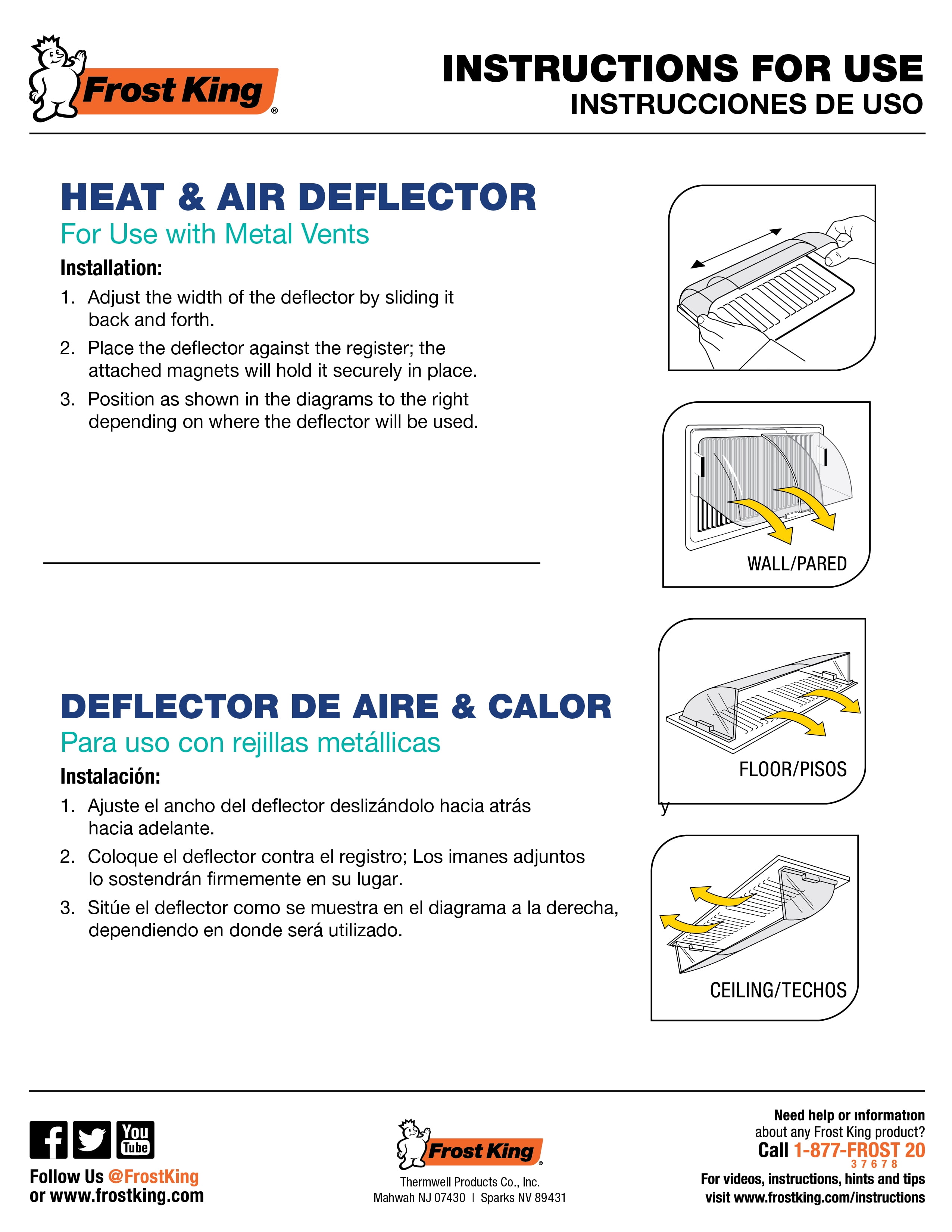 Frost King® HD7WT Unbreakable Heat/Air Deflector, Clear Plastic - Expands 10" - 14"