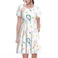 thumbnail image 1 of Easygdp Cute Tennis Rackets para Vestido Transpirable de Mujer, Vestido Suelto de Manga Corta con Pliegues y Bolsillos para el Verano, 1 of 6