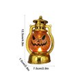 thumbnail image 3 of Farol decorativo de calabaza de Halloween | Velas electrónicas de oro electrochapado estilo vintage | Lámpara de viento LED a pilas | 1-Pack | Plástico de 12,5x7,5 cm, 3 of 6