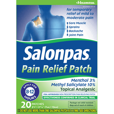 Salonpas Mild to Moderate Pain Relief Patch, Large, 20 Count