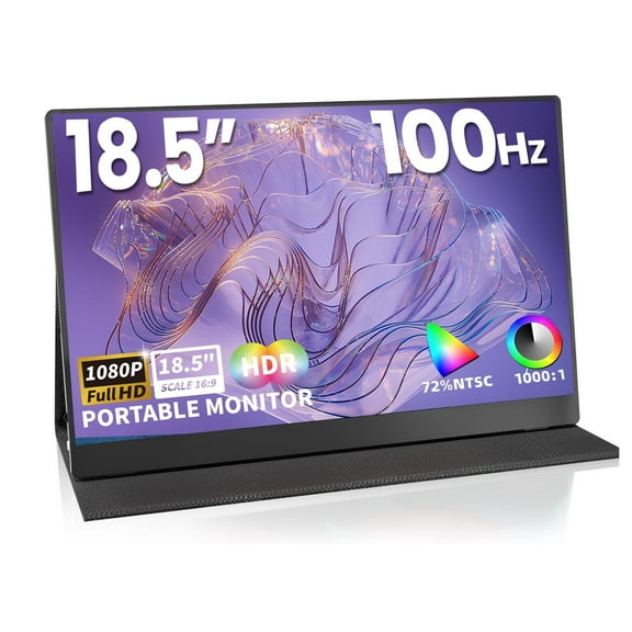 REHISK 18 inch Portable monitor FHD 1080P 100HZ Gaming Monitor Adjustable Stand USB-C Mini HDMI External Monitor