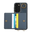 thumbnail image 7 of for Samsung Galaxy S23 Wallet Case with Card Slots, Hand Wrist Strap Rotate Ring Design, Finger Grip Ring PU Leather Magnetic Button Shockproof Purse Phone Cover for Galaxy S23, Blue, 7 of 7