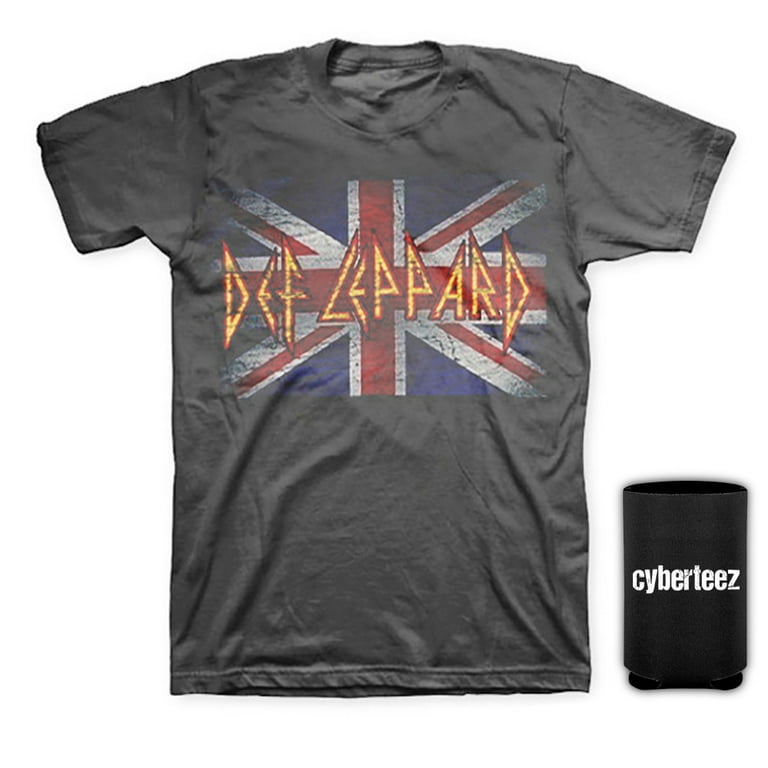 Def Leppard Vintage Union Jack Men's Distressed GRAY T-Shirt +