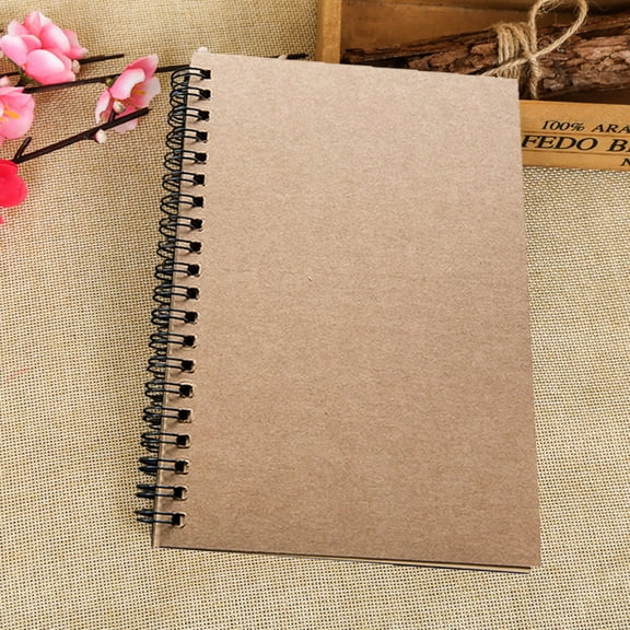 WHAMVOX Kraft Paper notebook with Spiral Coil Binding for Writing in Coffee Color 2 Pieces
