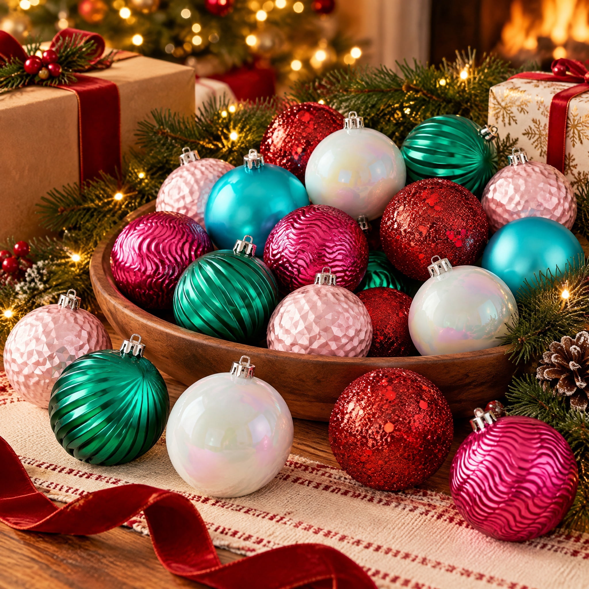 50-Count Multicolor Ball Shatterproof Christmas Ornaments, 3", by Holiday Time