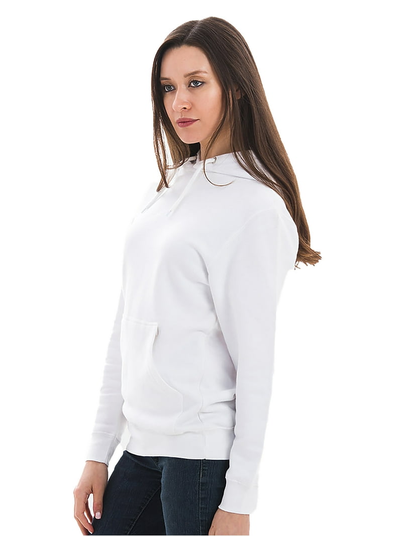Essential Cotton Blend Unisex Pullover Hoodie White, Sizes XS to