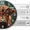 thumbnail image 3 of Highland Cow Wall Clock 10 Inch Silent Non Ticking Round Wooden Clock Decoration for Living Room Kitchen Bedroom Bathroom Office Classroom, 3 of 9