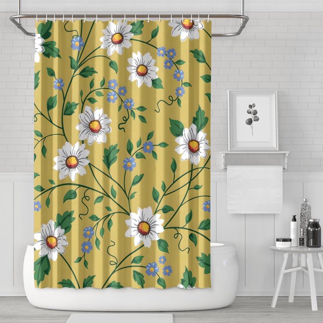 Ensemble de Rideaux de Douche avec Encliquetable, Tournesols Sauvages Rustiques Botaniques (2) Rideaux de Douche Réutilisables Doublure de Douche, Décor Rideaux en Polyester Doublure, 72x72 Pouces
