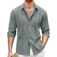 thumbnail image 2 of Thrilos Long Sleeve Mens Dress Shirts Business Button Up Shirts Stretch Wrinkle Free Shirt Jacquard Work Tops, 2 of 9