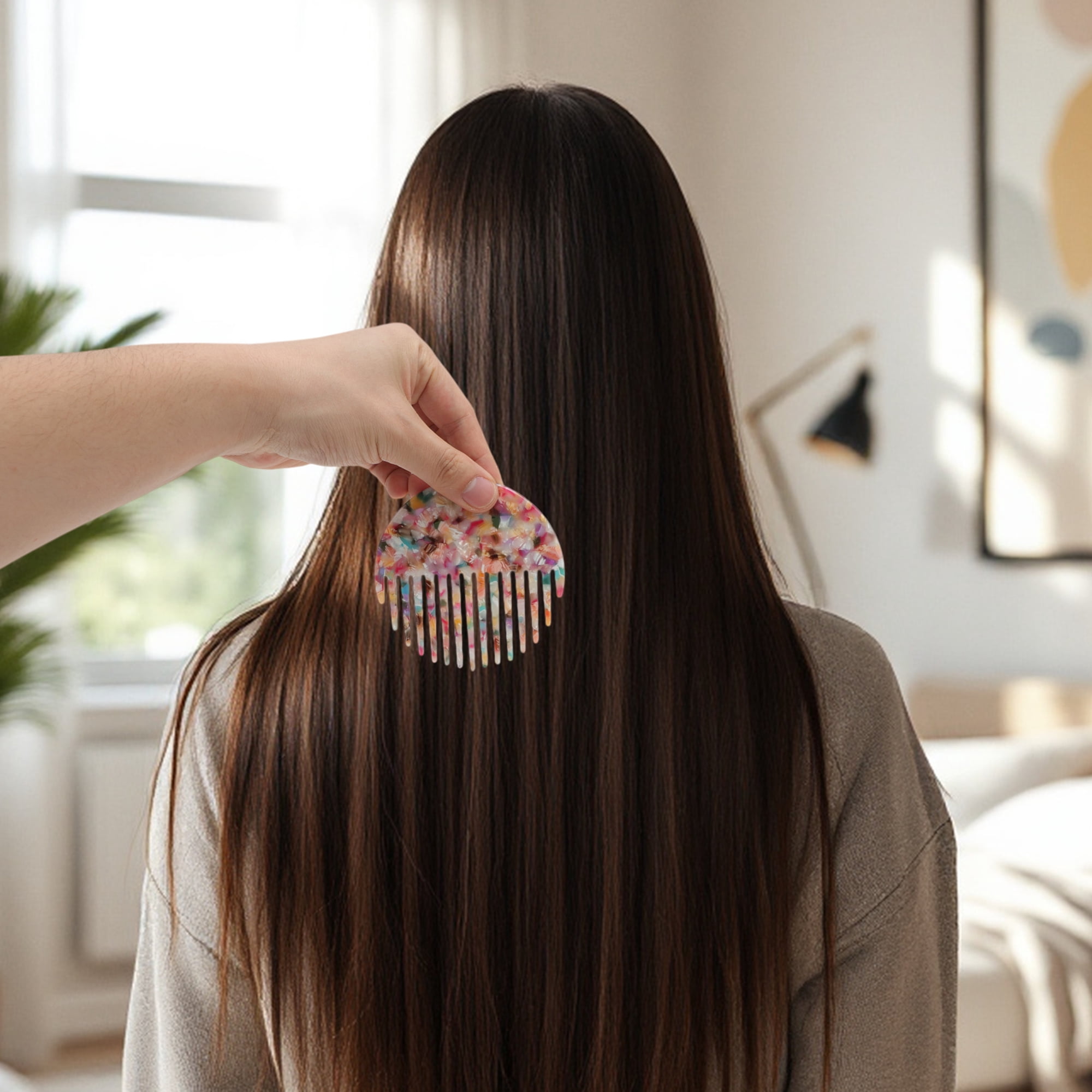 Unique Bargains 1 Pc Durable Convenient Round Hair Comb for Styling Detangling Colorful