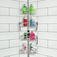 thumbnail image 3 of Utopia Alley Flat Shelf Tension Rod Shower Organizer - Rustproof Corner Shower Caddy with 4 Adjustable Shelves - Includes Shower liner and shower hook, Satin Chrome Finish, 3 of 8