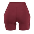 thumbnail image 6 of Arnsht Biker Shorts Women with Pockets High Waisted Stretch Underpants Workout Spandex Tummy Control Gym Running Yoga Shorts Red S, 6 of 9