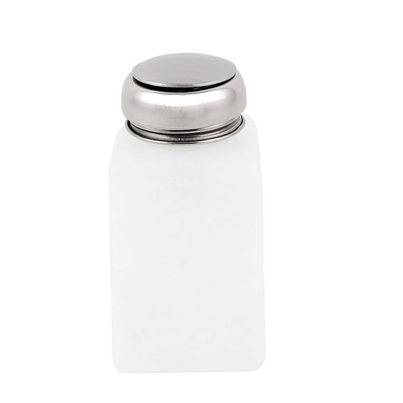Botella dispensadora de líquido removedor de esmalte de 200 ml con tapa blanca y plateada