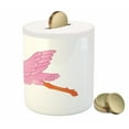 thumbnail image 3 of Orange and Pink Piggy Bank, Flying Tropical Flamingo Pattern Cartoon Style Exotic Animal Illustration, Ceramic Coin Bank Money Box for Cash Saving, 3.6" X 3.2", Orange Pink, by Ambesonne, 3 of 4