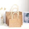 thumbnail image 5 of 2X Bolso de Mano de Arpillera de Yute Bolsas de Comestibles Reutilizables Grandes con Asas Bolso de Compras , L, 5 of 5
