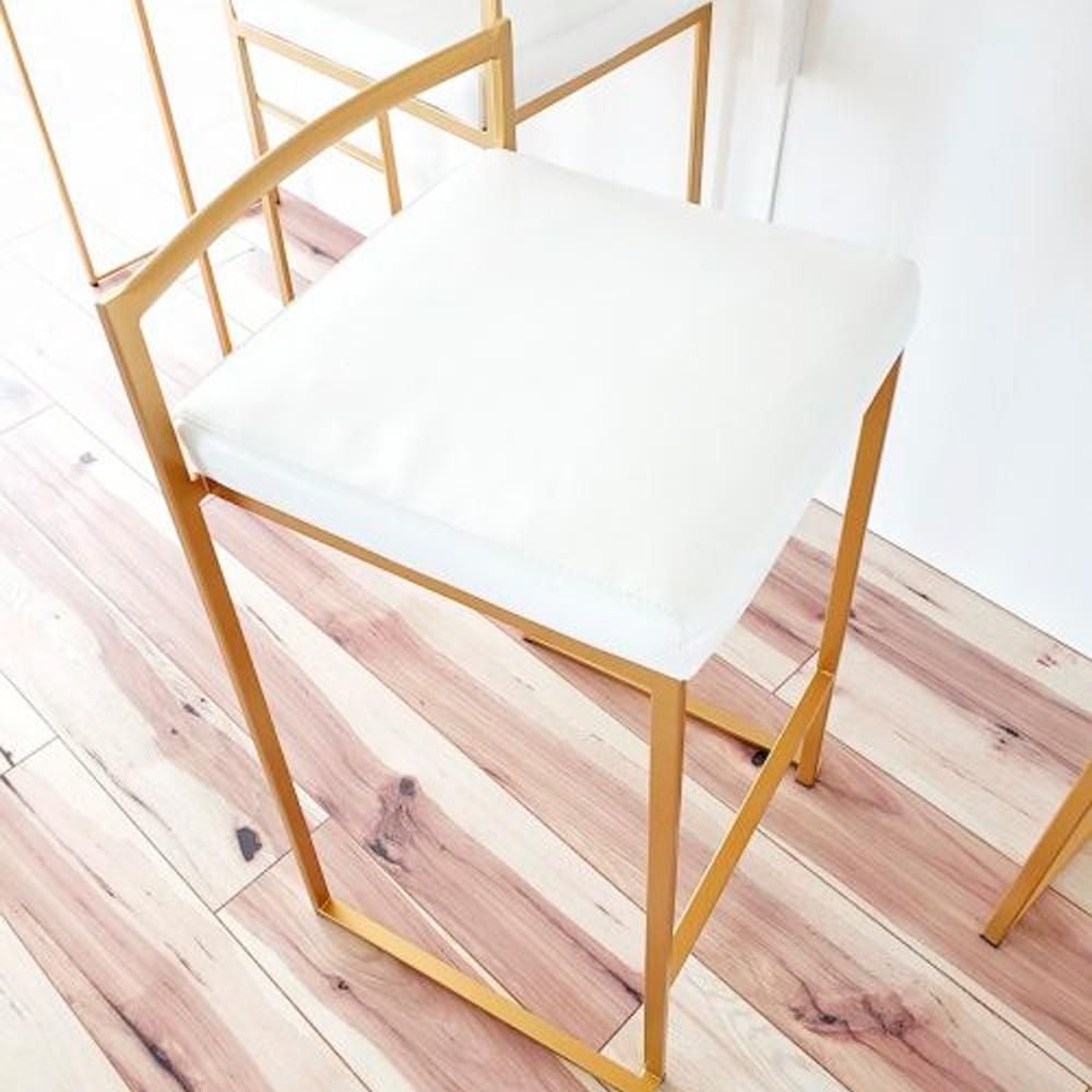 Tabouret Heavenly Collection avec cadre en acier inoxydable doré LOT DE 6