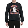 thumbnail image 2 of Wild Bobby Hippie Halloween Ghost Bats Stars Halloween Pink Orange Purple Halloween Halloween Unisex Crewneck Sweatshirt, Black, Small, 2 of 6
