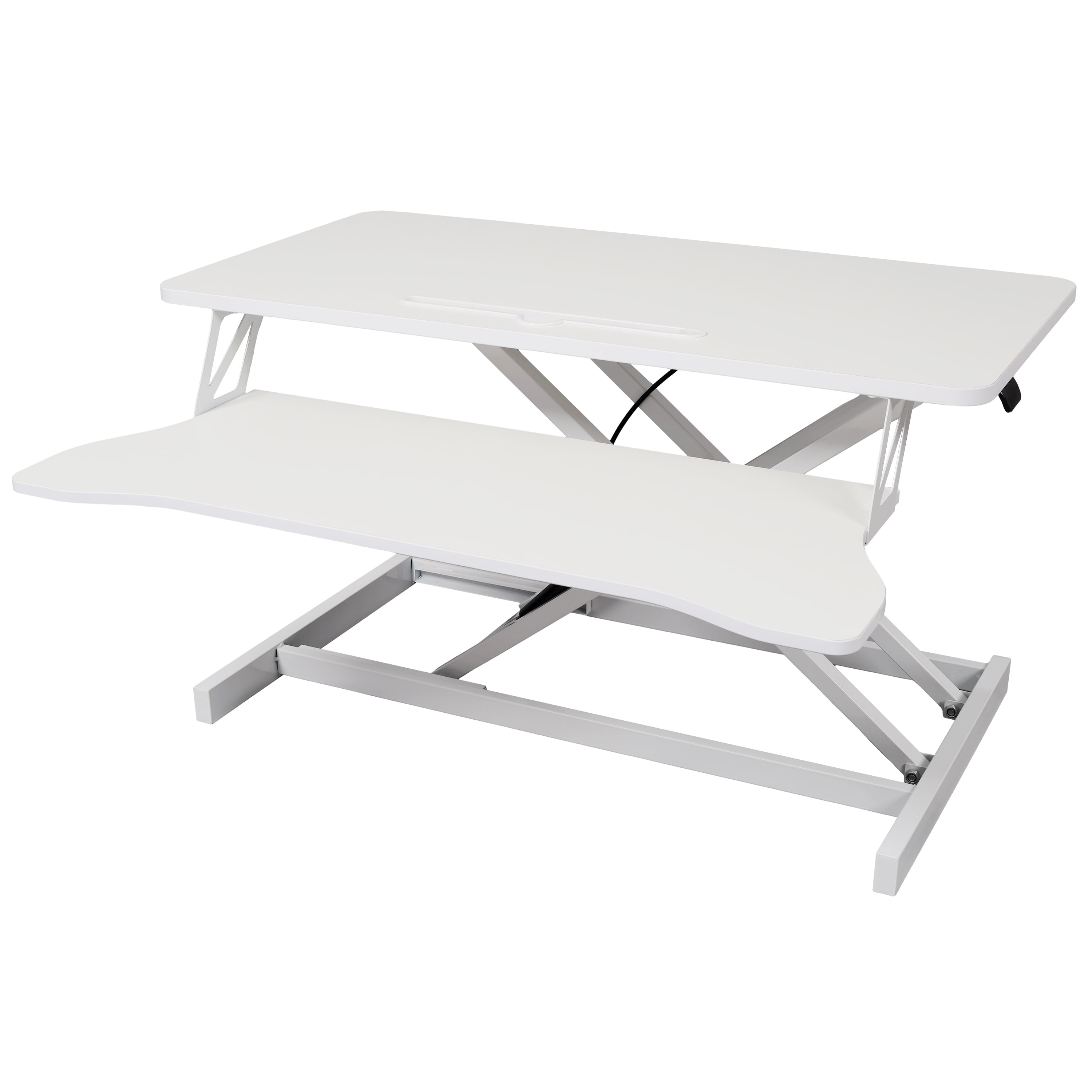 Adjustable Height Standing Laptop Desk, Adjustable Sit to Stand Up Workstation with Keyboard Tray, White