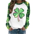 thumbnail image 1 of Wo-Fusoul Chandail pour Femmes, Coupe Ample à Manches Longues Imprimé de la Saint-Patrick à Col Rond, Haut Décontracté, Vert, 1 of 5