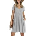 thumbnail image 2 of Vedolay Summer Dress Women Summer Ruffle Loose Swing Casual Dress,Gray S, 2 of 4