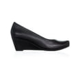 thumbnail image 4 of Womens Clarks Flores Tulip Slip On Wedge Pumps, Black Leather, 9 US / 40 EU, 4 of 5