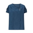 thumbnail image 7 of Kelon Blouses for Women Short Sleeve Shirts Crew Neck Linen Cotton Fashion Clothes Vacation Outfits Summer Going Out Basic Tee, XL, 7 of 7