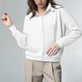 thumbnail image 6 of FRSASU Tops for Women Zip up Hoodless Sweatshirt Ladies Solid Color Long Sleeve Casual Loose Lightweight Jacket White, 6 of 9