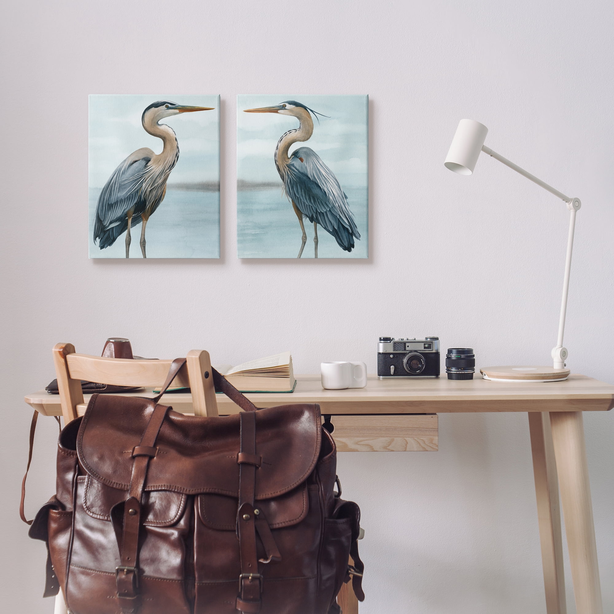 Stupell Industries Detailed Heron Bird Duo Animals & Insects Painting Gallery Wrapped Canvas Print Wall Art, 16 x 20, Set of 2