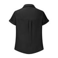 thumbnail image 3 of Yubnlvae Women's Cotton Short Sleeve Tunic - 2025 Button-Down Casual Blouse (Plus Size Available | Breathable Linen Blend) (Black | M), 3 of 5