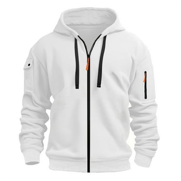 TBWNWG Black Hoodie Men,Men's Zip Up Hoodie With Embroidered Badge Pocket Casual Pullover Sweatshirt For Outdoor Sports And Daily Wear,Sizes XL