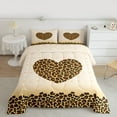 thumbnail image 2 of jejeloiu Leopard Print Loves Full Size Comforter Sets,Chic Cheetah Pattern Bedding Comforter Set,Beige Brown Bedding Sets For Girls,Super Cozy Room Decor Reversible,3-Piece, 2 of 8