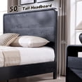 thumbnail image 6 of Aitjunz Modern Queen Size Bed Frame with 50" Tall Headboard and 2 Storage Drawers, Wood Platform Bed with Curved Design, No Box Spring Needed, Black, 6 of 8